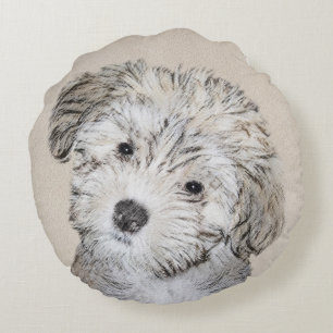 Havanische Welpenmalerei - Niedliche Original Hund Rundes Kissen