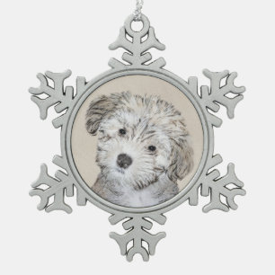 Havanische Welpenmalerei - Niedliche Original Hund Schneeflocken Zinn-Ornament