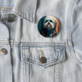 Havanischer Hund auf dem Fahrrad, digitales Bild Button (Beispiel)