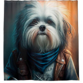 Havanischer Hund auf dem Fahrrad, digitales Bild Duschvorhang (Vorderseite)