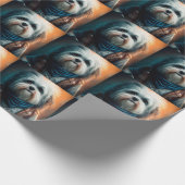 Havanischer Hund auf dem Fahrrad, digitales Bild Geschenkpapier (Ecke)