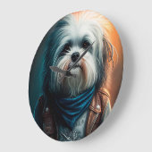 Havanischer Hund auf dem Fahrrad, digitales Bild Große Wanduhr (Winkel)