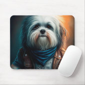 Havanischer Hund auf dem Fahrrad, digitales Bild Mousepad (Mit Mouse)