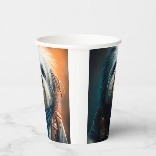 Havanischer Hund auf dem Fahrrad, digitales Bild Pappbecher (Rechts)