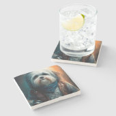 Havanischer Hund auf dem Fahrrad, digitales Bild Steinuntersetzer (Seitenansicht)