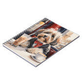 Havanischer Hund trinkt einen Milchshake in einem  Notizblock (Linke Seite)