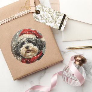 Havanischer Hund Weihnachten Runder Aufkleber