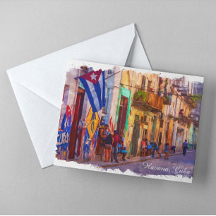 Havanna Kuba Aquarell-Straßenszene Reise Kunst Postkarte