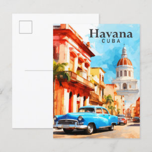 Havanna Kuba Aquarellmalerei Reise Postkarte