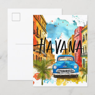 Havanna Kuba Aquarellmalerei Reise Postkarte