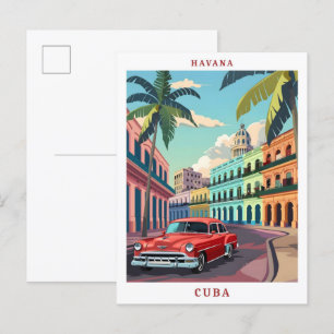 Havanna Kuba Elegante Kunst Vintage Reise Postkarte