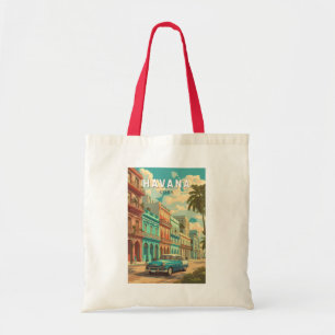 Havanna Kuba Illustration Reise Kunst Vintage Tragetasche