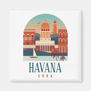Havanna Kuba Insel Vintag Minimal Retro Stadt Magnet