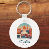 Havanna Kuba Insel Vintag Minimal Retro Stadt Schlüsselanhänger (Vorderseite)