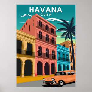 Havanna Kuba Insel Vintage Minimal Retro Stadt Poster