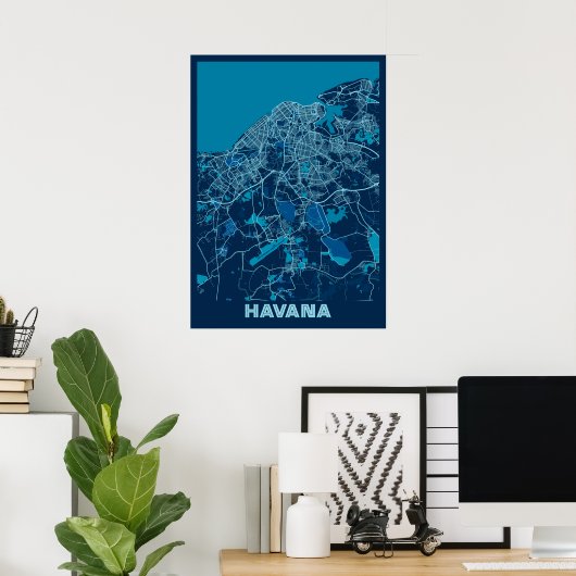 Havanna - Kuba Peace City Map Poster (Heimbüro)