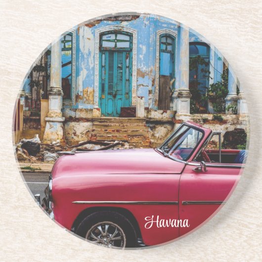 Havanna Kuba Rotes Oldtimer Auto Getränkeuntersetzer (Vorne)