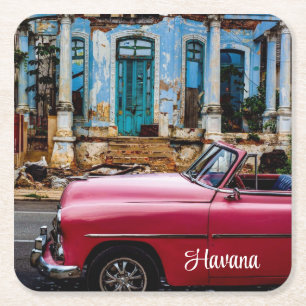 Havanna Kuba rotes Vintage-Auto Rechteckiger Pappuntersetzer