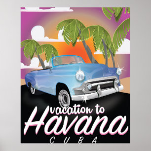 Havanna, Kuba Vintage-Auto-Urlaubs-Plakat Poster