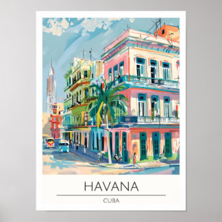 Havanna Kuba Vintage-Kunstillustration Reise Poster