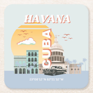 Havanna Kuba Vintage-Reise Kunst Rechteckiger Pappuntersetzer