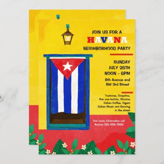 Havanna Neighbhood Party Einladung (Vorne/Hinten)