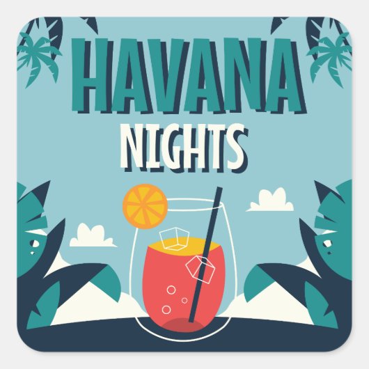 "Havanna Nights" Quadratischer Aufkleber (Vorderseite)