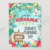 Havanna Nights Retro Tropical Floral Einladung (Vorne/Hinten)