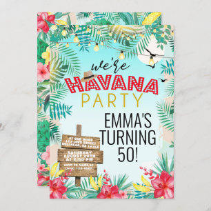 Havanna Nights Retro Tropical Floral Einladung