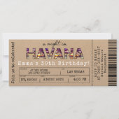Havanna Nights Tropical Airline Ticket Geburtstag Einladung (Vorderseite)