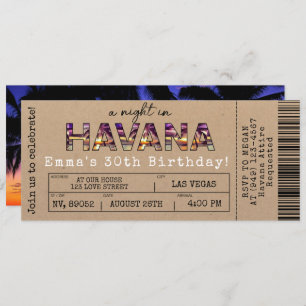 Havanna Nights Tropical Airline Ticket Geburtstag Einladung