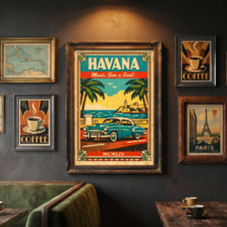 Havanna Vintage Reiseplakat – Retro Kuba Wandkunst Poster