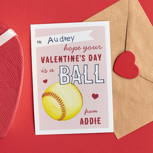 "Have a Ball" Softball Valentine's Day Card Einladung