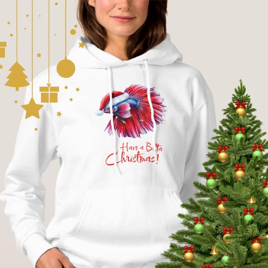 Have a Betta Christmas Funny Santa Fish Lover Pun  Hoodie
