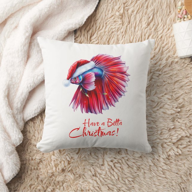 Have a Betta Christmas Funny Santa Fish Lover Pun  Kissen (Decke)