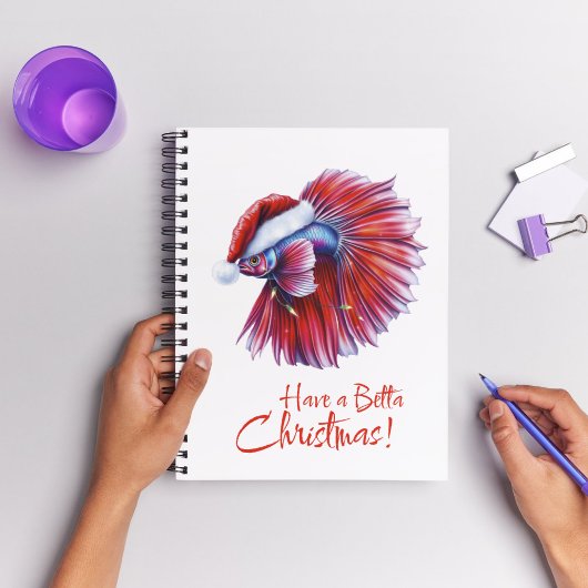 Have a Betta Christmas Funny Santa Fish Lover Pun  Notizblock