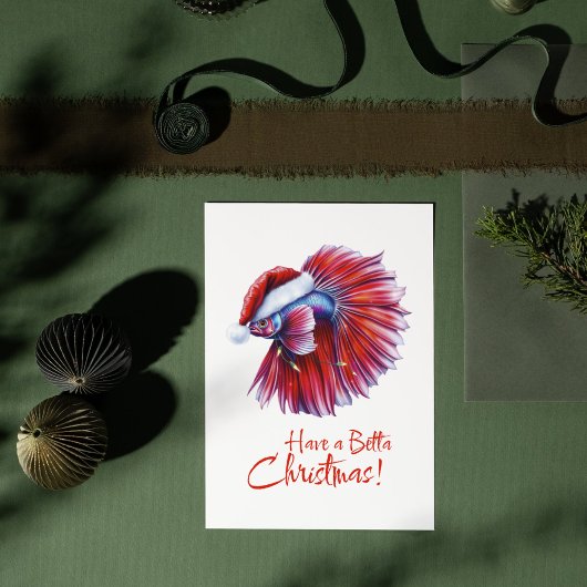 Have a Betta Christmas Funny Santa Fish Lover Pun  Postkarte