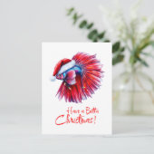 Have a Betta Christmas Funny Santa Fish Lover Pun  Postkarte (Stehend Vorderseite)