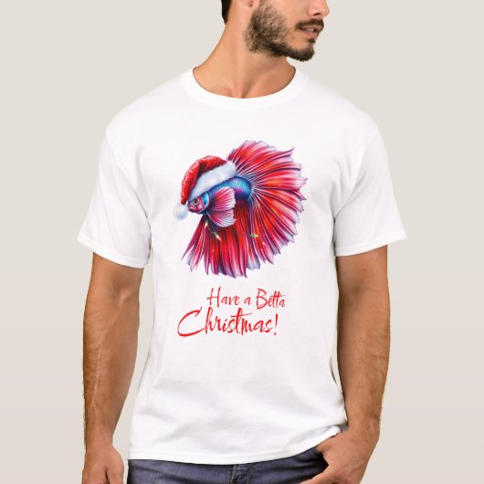 Have a Betta Christmas Funny Santa Fish Lover Pun  T-Shirt (Vorderseite)