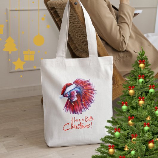 Have a Betta Christmas Funny Santa Fish Lover Pun  Tragetasche