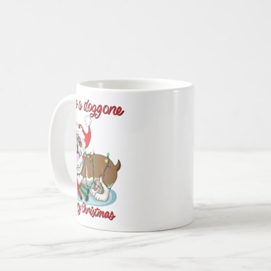 Have A Doggone Merry Christmas Bulldog Xmas Lights Kaffeetasse (Vorderseite Links)