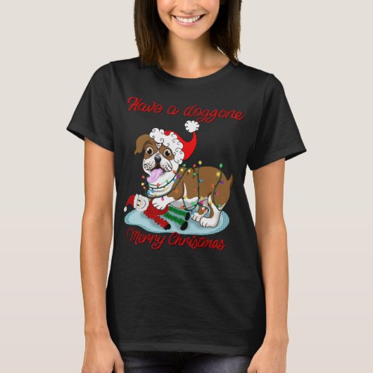 Have A Doggone Merry Christmas Bulldog Xmas Lights T-Shirt (Vorderseite)