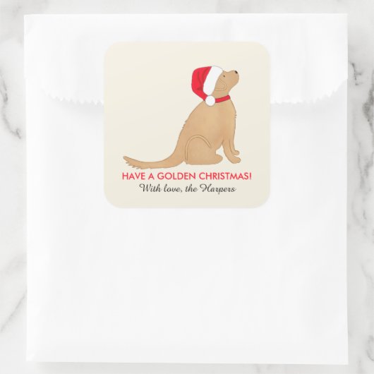 Have a Golden Christmas Customized Flat Card Quadratischer Aufkleber (Tasche)