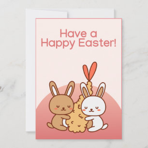 Have a Happy Easter Adorable Kawaii Bunny Love Red Feiertagskarte