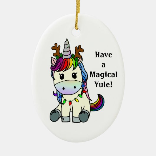 Have a Magical Yule Unicorn Ceramic Ornament (Vorne)