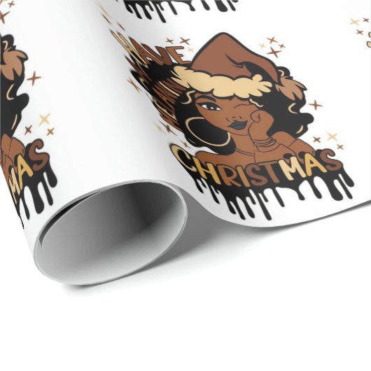 have a melanin christmas black mrs santa claus geschenkpapier (Rolleneckpunkt)
