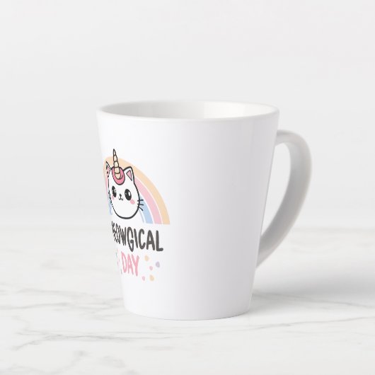 Have a "Meowgical Day" Cat Unicorn Milchtasse (Rechte Ecke)