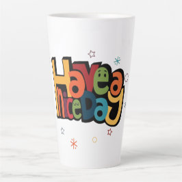 "Have a Nice Day" Retro Tall Latte Mug with Stars Milchtasse