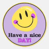 Have a Nice Day Smiley Face Cute Round Sticker (Vorderseite)