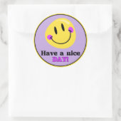 Have a Nice Day Smiley Face Cute Round Sticker (Tasche)